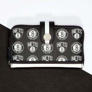 LOUNGEFLY Disney NBA Brooklyn Nets Logo Zip Around Wallet